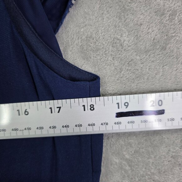 Womens Ignite Evenings Navy Blue Cape Overlay Maxi Dress With Metallic Trim 10 - Picture 8 of 10